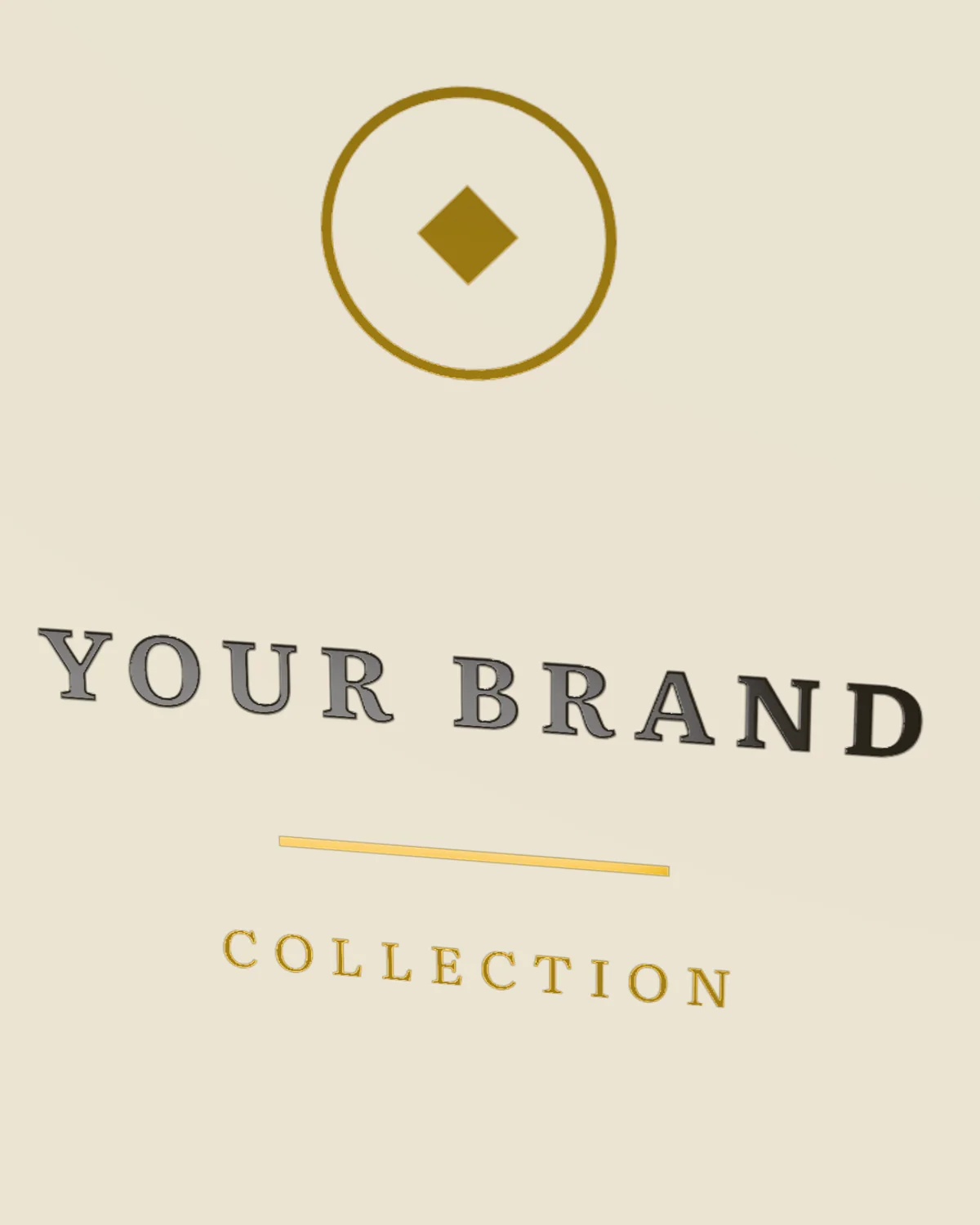 A brand name in raised gloss on a matte cream box.